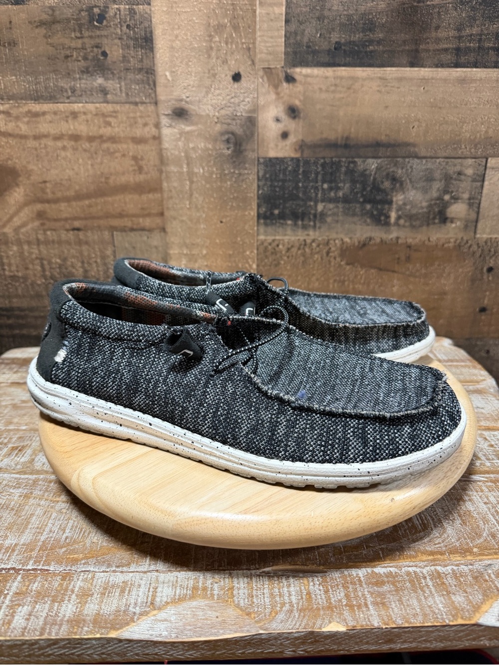 HEYDUDE Wally Sox Men’s Size 12 Black White Lightweight Slip On Shoes